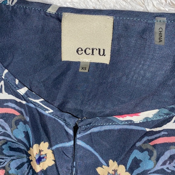 Ecru 100% Silk boho print blouse size XS - Picture 3 of 7